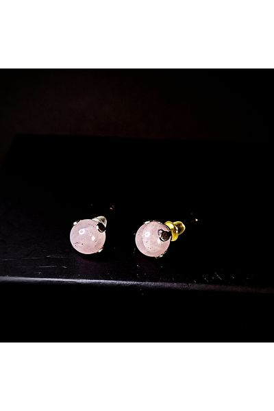 Doğal Tasarım "Radiance of Love: Pink Quartz Earrings" - 8mm
