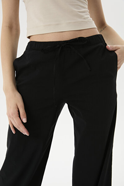 Ayma Active Black Waist Drawstring Casual Pants