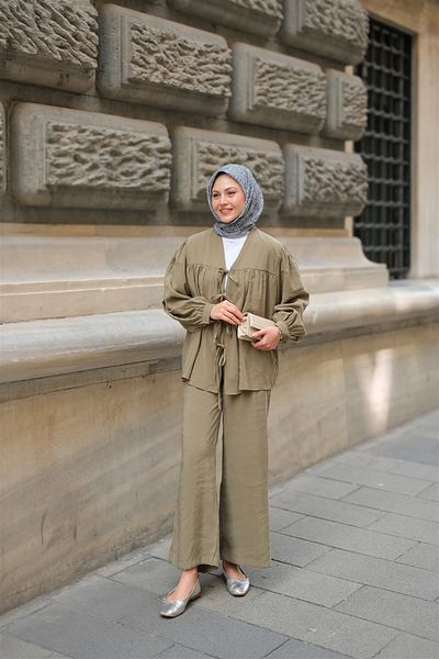 LOCCO Green Women's Front Tie Cupra Suit Mold