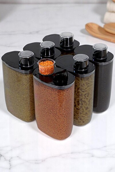 İronika Set of 6 Measured Storage Food and Pulse Containers with Silicone Lids 2100 ml