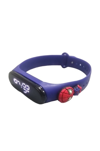 ZAVİRA Çocuk Kol Saati Led Dokunmatik Su Geçirmez Örümcek adam spider man MAVİ