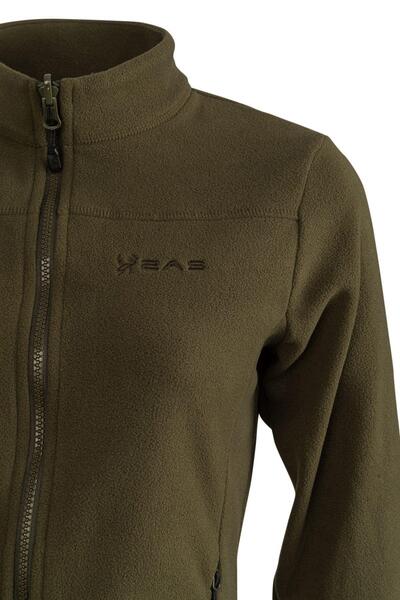 2AS Cara Kadın Tam Fermuarlı İnce Polar Sweatshirt Haki