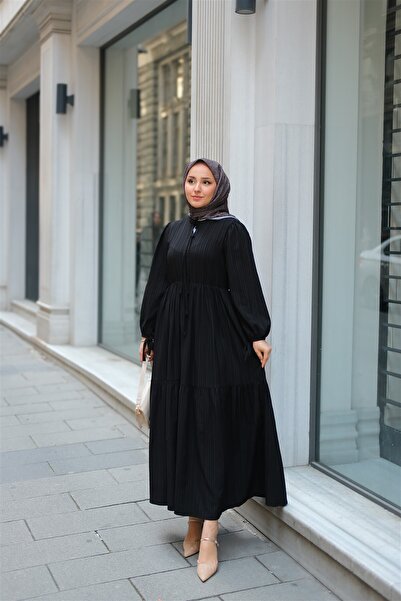 LOCCO Women's Black Dress - Waist Gathered