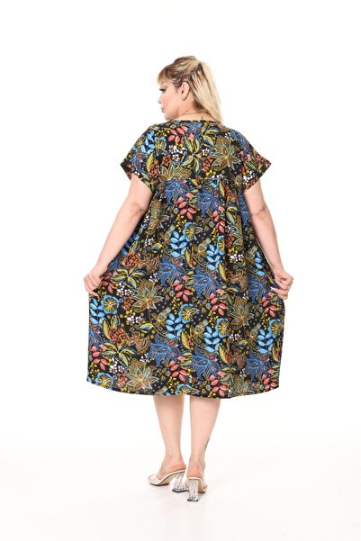 mervemoda Γυναικείο υφαντό καλοκαιρινό φόρεμα μεγάλου μεγέθους