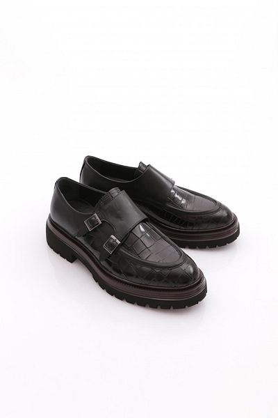 DGN Men's Casual Shoes Black Croco 10381123210