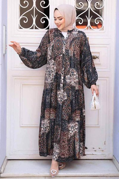 N.S NEVA STYLE Patterned Mink Hijab Dress 52943V
