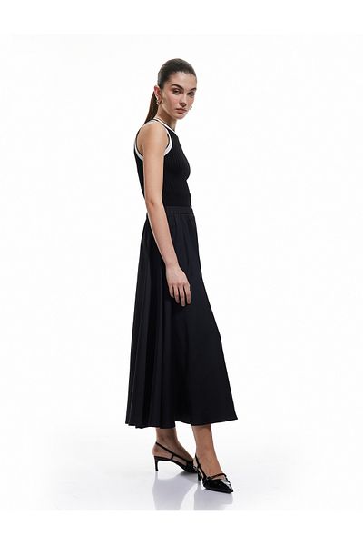 Koton Fusta clopot din satin plisată, cu detaliu elastic în talie