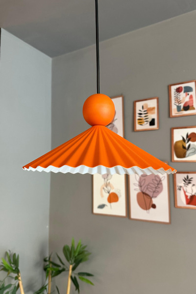 Bamyum Avilla Metal Avize Tekli Turuncu Tek Boncuk Kafa Rustik Cafe Mutfak Mo...