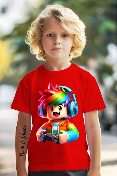 New Shine In Cart 6 and Above Purchases Get 1 T-Shirt as a Gift - Roblox Printed Oversized Children's T-Shirt