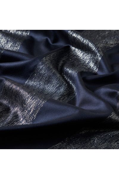 ipekevi Μεταξωτό σάλι Navy Blue Gold Glitter Block
