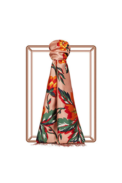 ipekevi Șal de mătase cu model Regina nopții din cupru