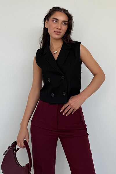 Madmext سترة نسائية مبطنة باللون الأسود Mg2446
