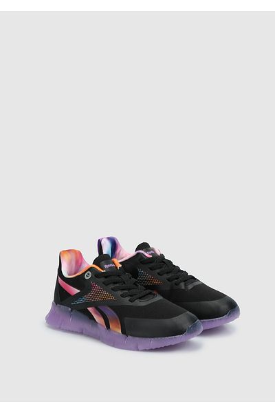 Reebok Zig N' Glow Elastic Lace Black Kids Running Shoes 100202311