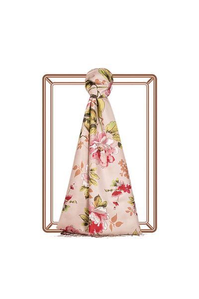 ipekevi Mink Hanging Rose Patterned Silk Shawl