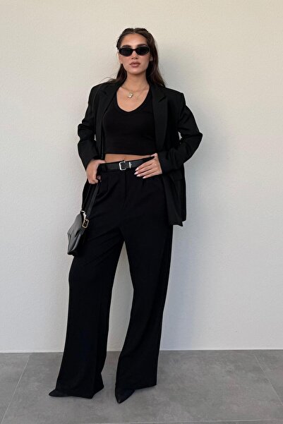 Madmext Siyah Oversize Blazer Kadın Ceket Mg2445