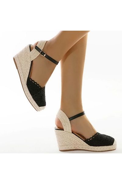 ETG Cotton lace and rope lame heels