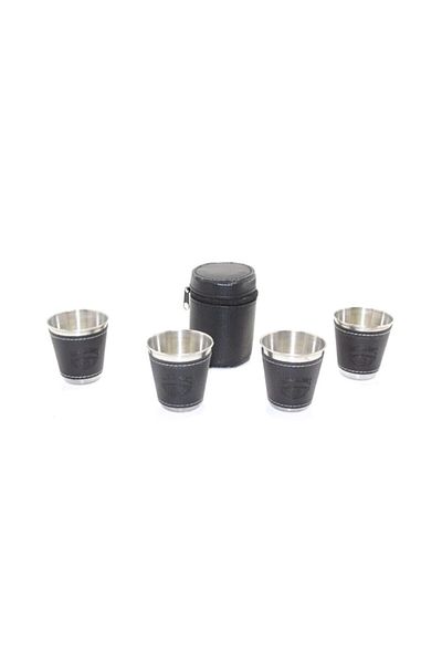 Turk Art Gallery Leathered 4-Piece Shot Glass Set - Gift Set with Kikags