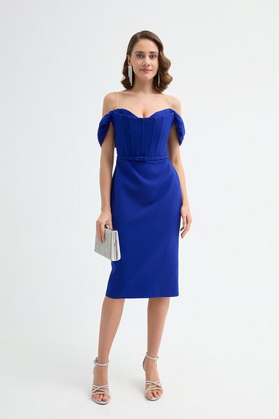 OFZE Γυναικείο βραδινό φόρεμα Saks Corset με λεπτομέρεια Midi Pencil