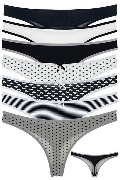 Nicoletta Women's Panties 7 Pack Lycra Thong Printed LACİ