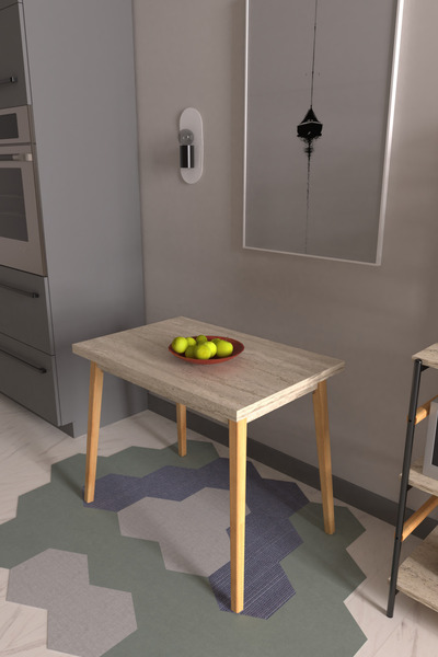 VİLİNZE Avanos Mdf Traverten Sabit Mutfak Masası - 60x90 Cm