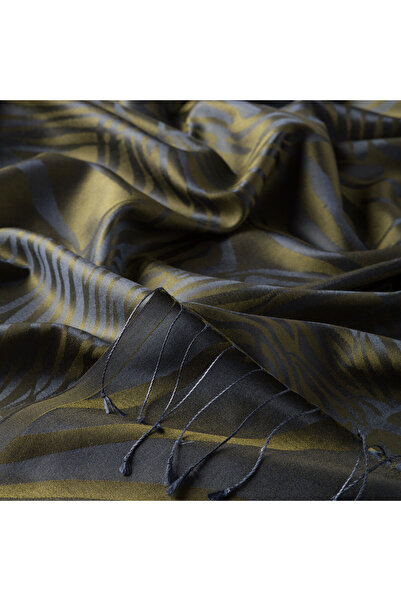 ipekevi Μεταξωτό σάλι με σχέδιο ζέβρας πράσινου χρώματος καρυδιάς