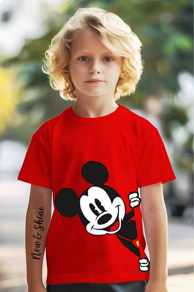 New Shine In Cart 6 and Above Purchases Get 1 T-Shirt as a Gift - Mickey Printed Oversized Children's T-Shirt