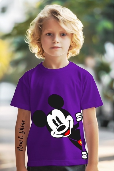 New Shine 1 tricou este un cadou pentru achiziții de 6 și mai sus în coș - Tricou pentru copii oversize cu imprimeu Mickey
