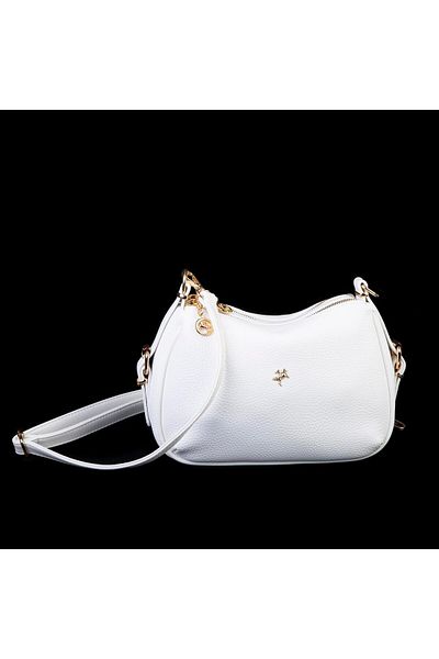 Nas Bag Geantă de umăr și crossbody pentru femei cu design elegant cu mai mulți ochi (28X18 CM) Silan alb