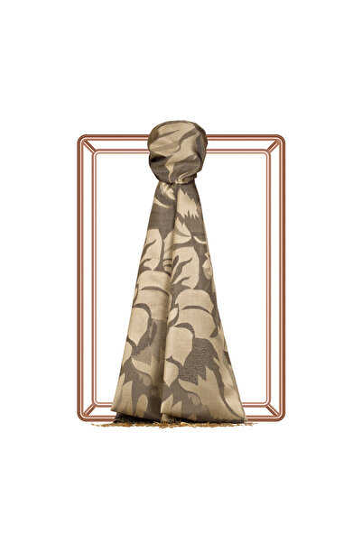 ipekevi Μεταξωτό σάλι με σχέδιο Anthracite Nev Bahçe