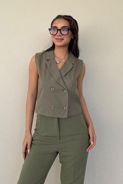 Madmext سترة نسائية مبطنة باللون الكاكي Mg2446