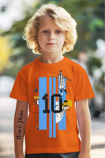 New Shine 1 tricou este un cadou pentru achiziții de 6 și mai sus în coș - Tricou pentru copii oversize imprimat Messi
