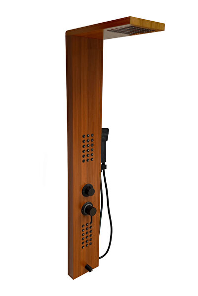 Jet Banyo Victoria Teak Ağacı Desenli Premium Masajlı Duş Paneli - Dikey Jaku...