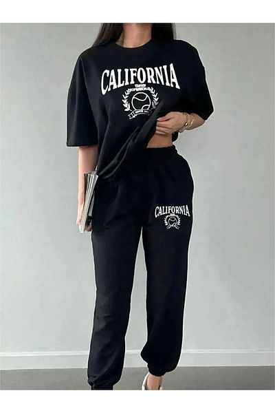 DAXİS Sportwear Company Tennis Oversize Crew Neck Sweatpants and T-shirt - Jogger T-shirt Bottom Top Tracksuit Set
