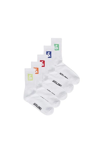 Jack & Jones 12241119   Jacdan Logo Tennis Socks 5 Pack Λευκές & 5 Πακέτα Κάλτσες