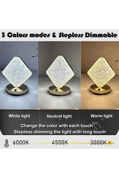 Happy Light Crystal Night Light with Touch Control Adjustable Brightness 3 Color Modes