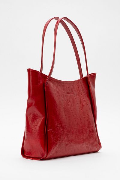 Dericlub Nova Women's Double Handle Shopper Bag Real Leather Dark Red