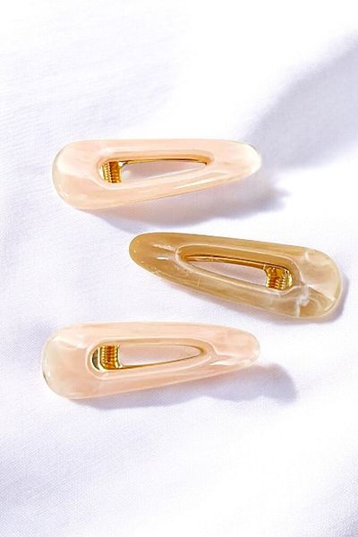 PETEK AKSESUAR 3 Pieces Bone Collet Hair Clip 7 Cm.