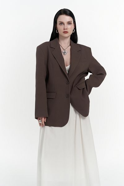 BOHEMAİ Symi Wide Cut Basic Blazer - КАФЯВ