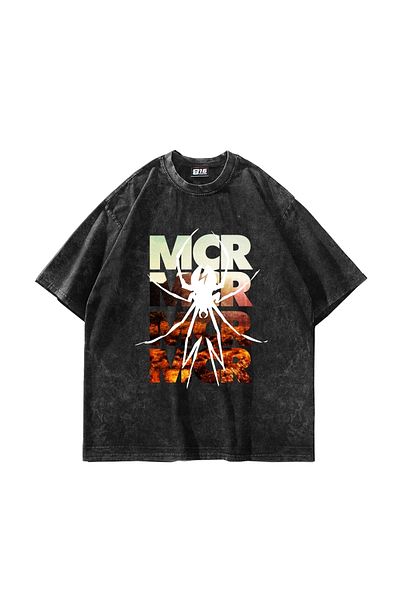 Sekizbiraltı My Chemical Romance Printed Oversize Unisex Washable Μαύρο Tshirt
