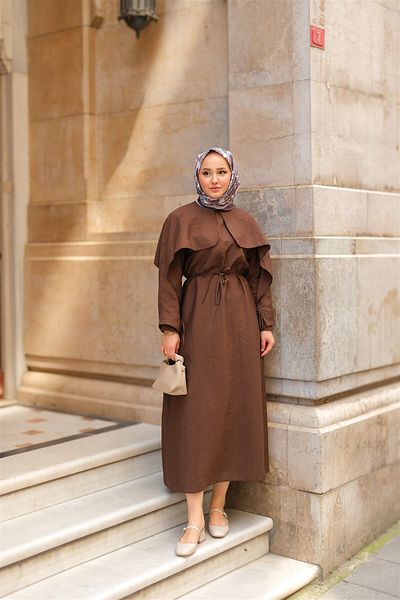 LOCCO Women's Brown Lovise Windbreaker Dress