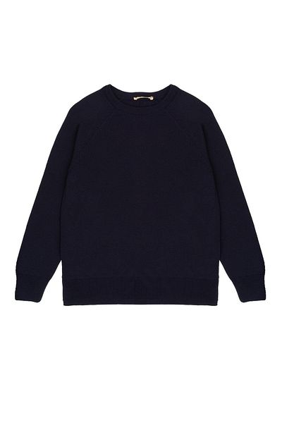 SHERIN Navy Blue Crew Neck Sweater