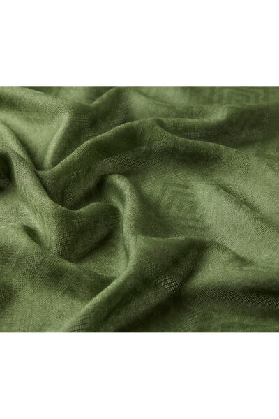 ipekevi Pine Green Parcel Patterned Wool Silk Shawl