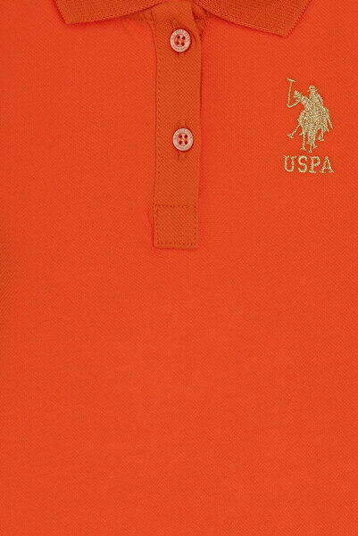 U.S. Polo Assn. Baby Girl Pomegranate Flower Polo Neck Short Sleeve Basic Knitted Dress 50306333-Vr039