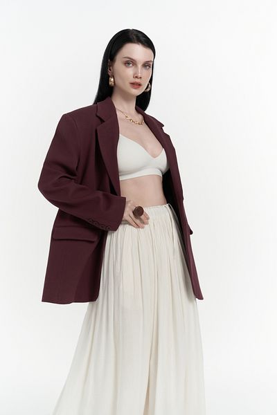 BOHEMAİ Weit geschnittener Symi Basic Blazer in Burgunderrot