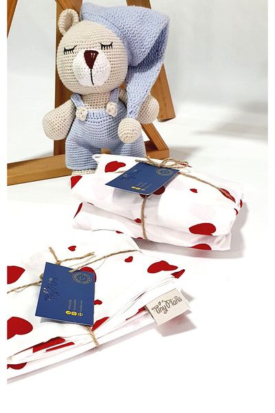 tiny plans Heart Pattern Elastic Single Sheet Pillowcase Set