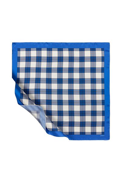 ipekevi Saks Blue Marled καρό Tivil μεταξωτό φουλάρι