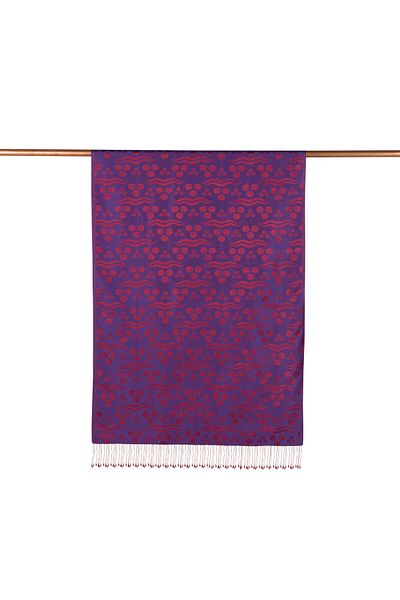 ipekevi Violet Çintemani Patterned Silk Shawl