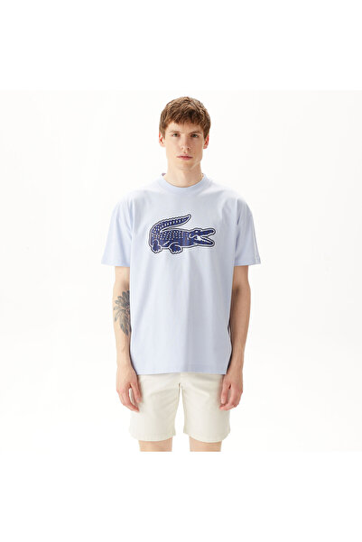 Lacoste Erkek Relaxed Fit Bisiklet Yaka Baskılı Beyaz T-Shirt