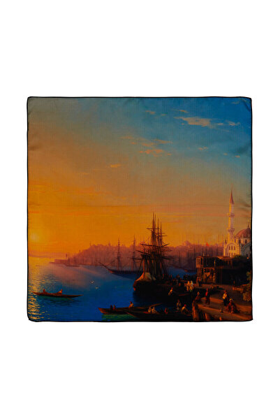 ipekevi Σατέν μεταξωτό μαντήλι με θέμα το Ιστανμπούλ και το Μπογκαζίτσι