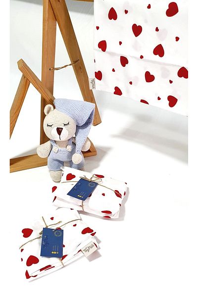 tiny plans Heart Pattern Elastic Single Sheet Pillowcase Set